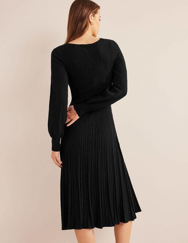 Black Women's Boden Twist Front Midi Dress | 31082KQYX