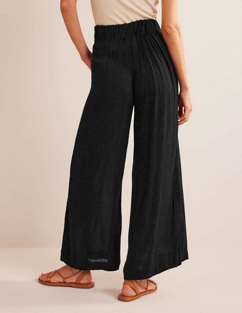 Black Women's Boden Vacation Wide Leg Pants | 08264OQUV