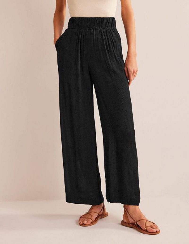 Black Women's Boden Vacation Wide Leg Pants | 08264OQUV