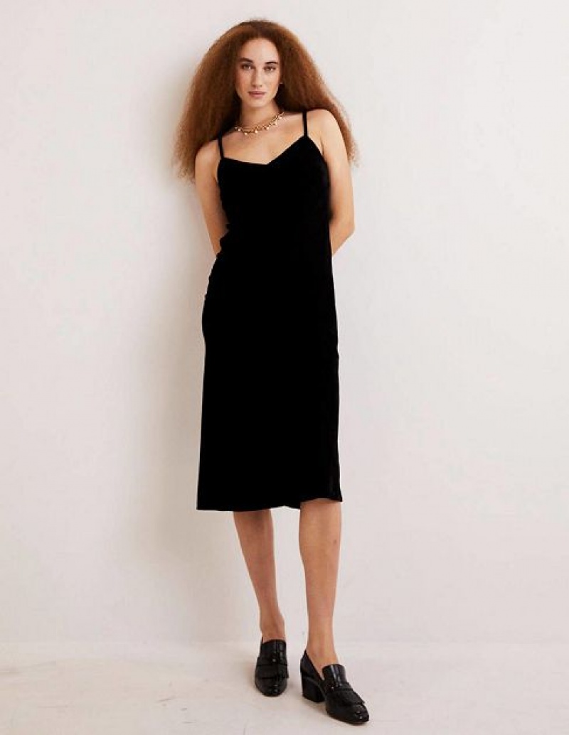 Black Women's Boden Velvet Slip Dress | 97524VXMQ