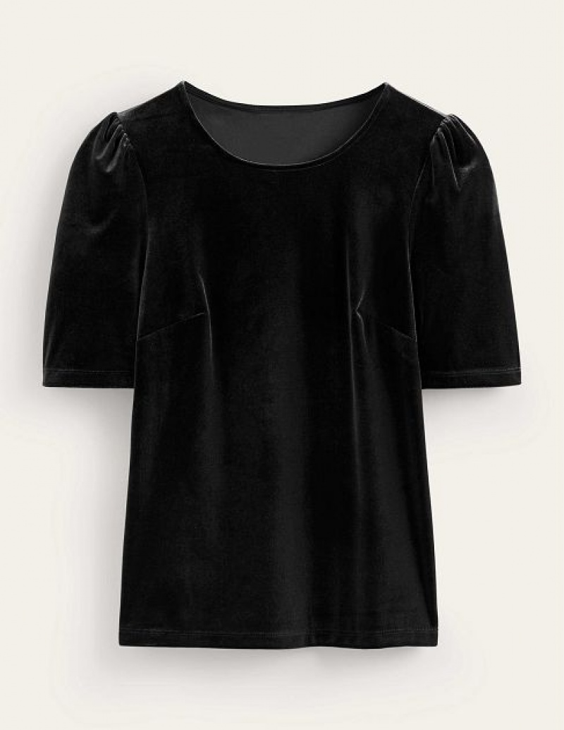 Black Women's Boden Velvet T-Shirt | 15497XNSY