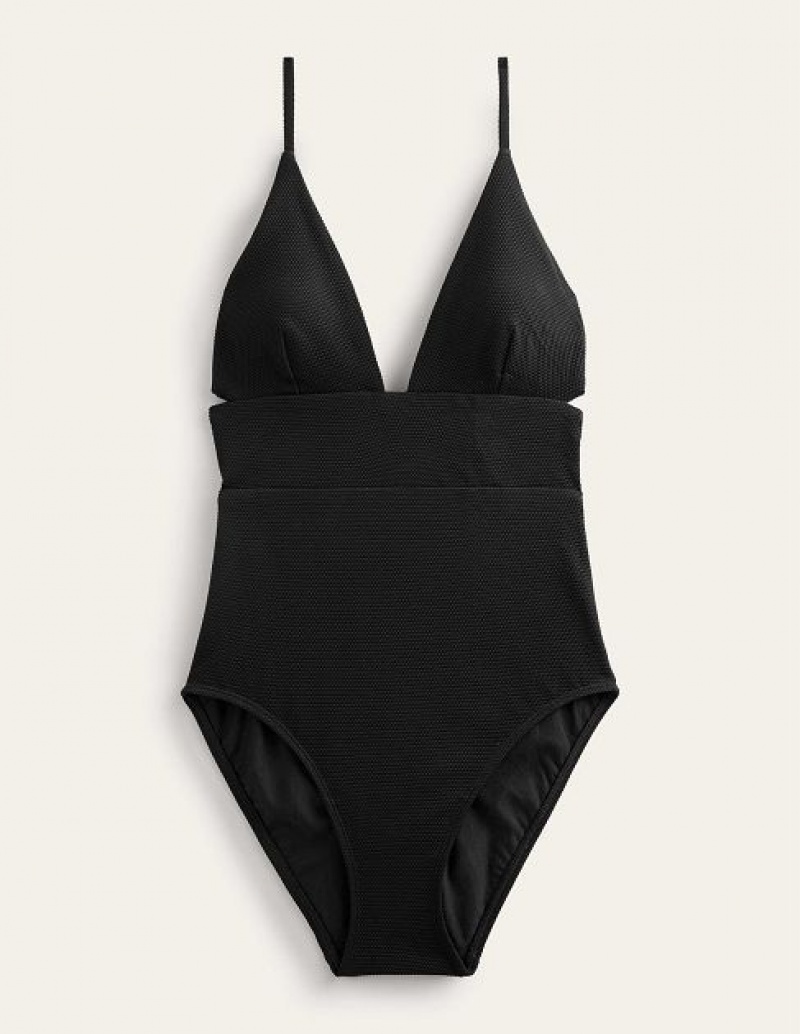 Black Women's Boden V-neck Cross Back Swimsuits | 52483YZST