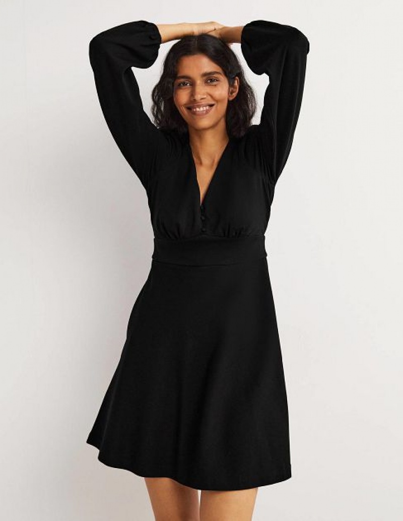 Black Women's Boden V-neck Jersey Dress | 06342QPMR