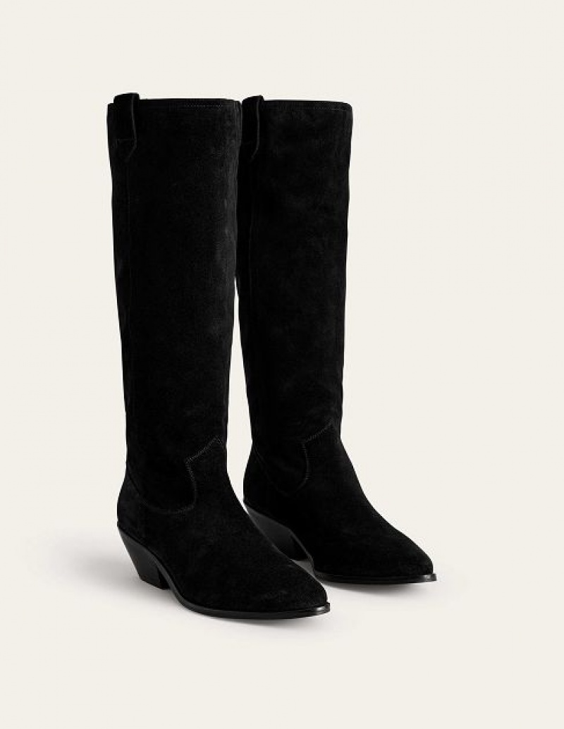 Black Women's Boden Western Suede Knee-high Boots | 08167ZIUY