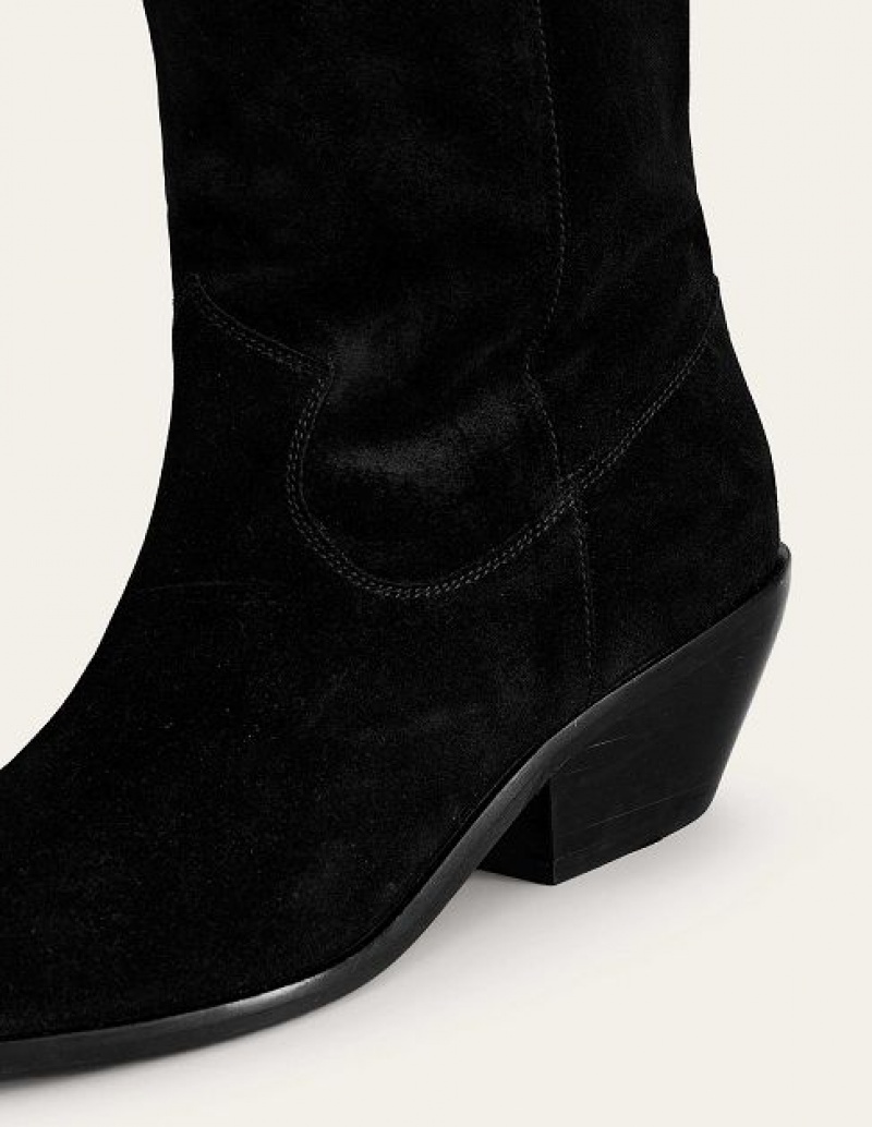 Black Women's Boden Western Suede Knee-high Boots | 08167ZIUY