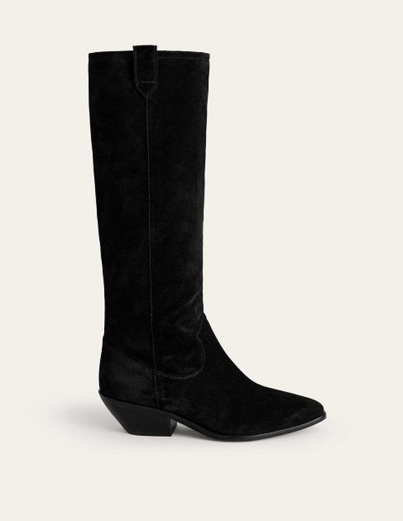 Black Women\'s Boden Western Suede Knee-high Boots | 08167ZIUY