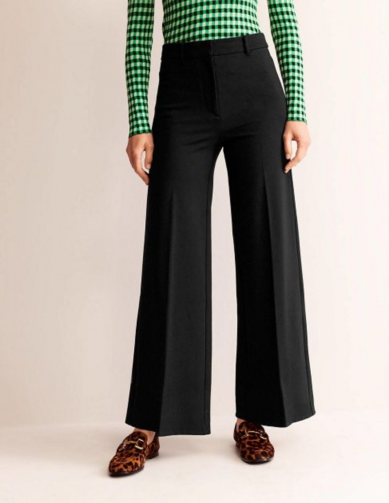 Black Women's Boden Wide Leg Jersey Pants | 48591VXFJ