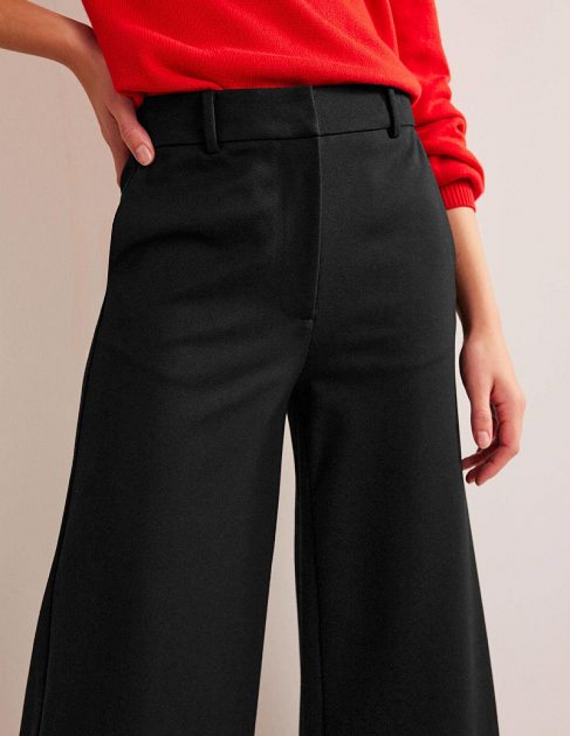 Black Women's Boden Wide-leg Ponte Culottes Pants | 43715SWQX