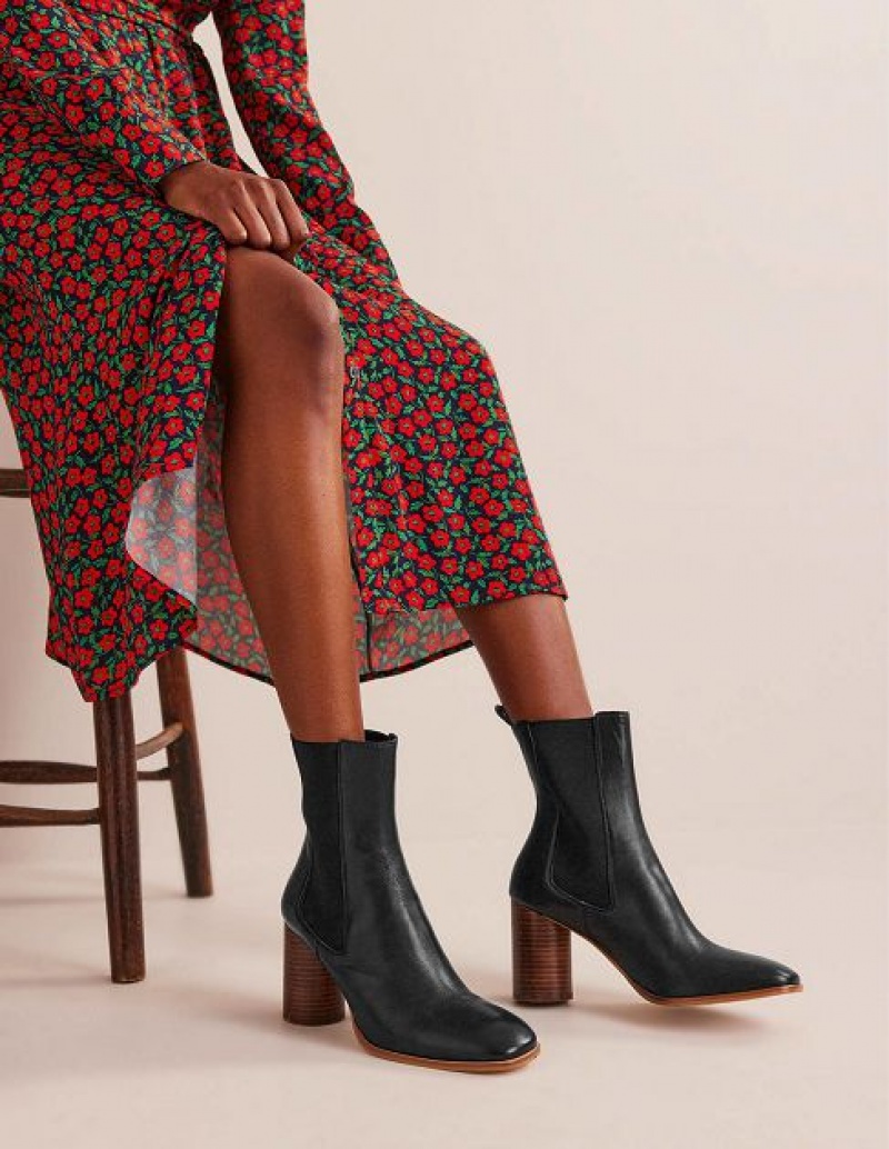 Black / Brown Women's Boden Heeled Chelsea Boots | 09815KHNF