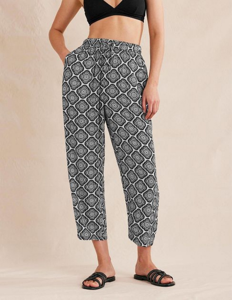 Black / Pink Women's Boden Pull-on Holiday Pants | 26583JUNY