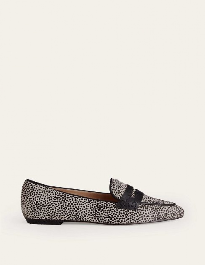 Black / White Women\'s Boden Pointed Loafers | 15893FEJZ