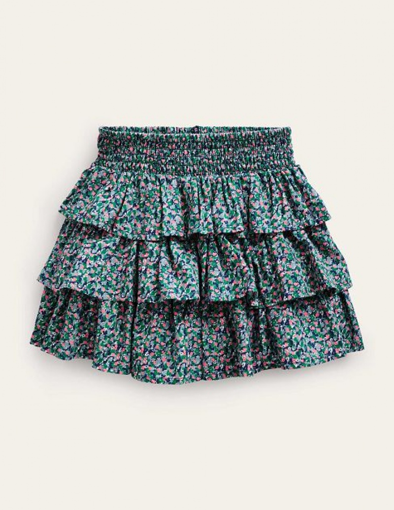 Blue Flower Kids' Boden Tiered Skirts | 30416IGEQ