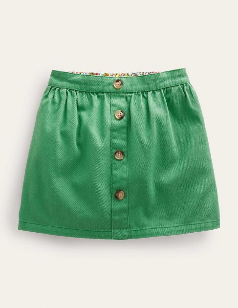 Blue Green Kids' Boden Denim Button Through Skirts | 67524CENF