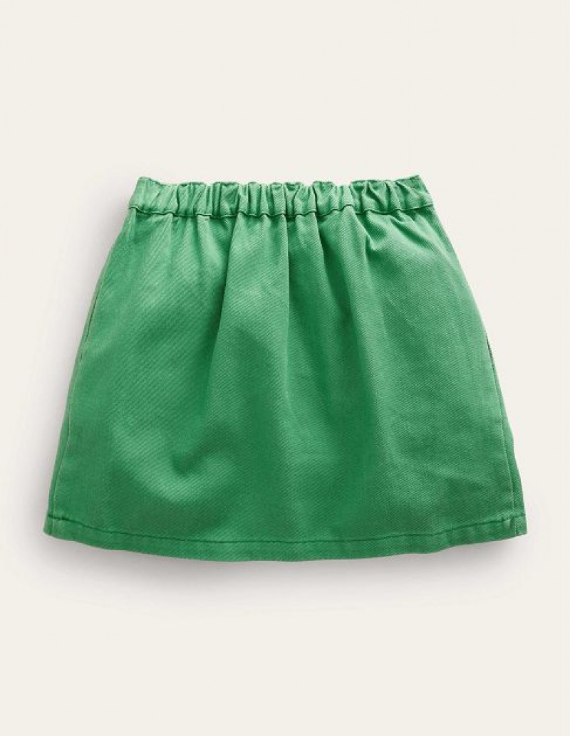 Blue Green Kids' Boden Denim Button Through Skirts | 67524CENF