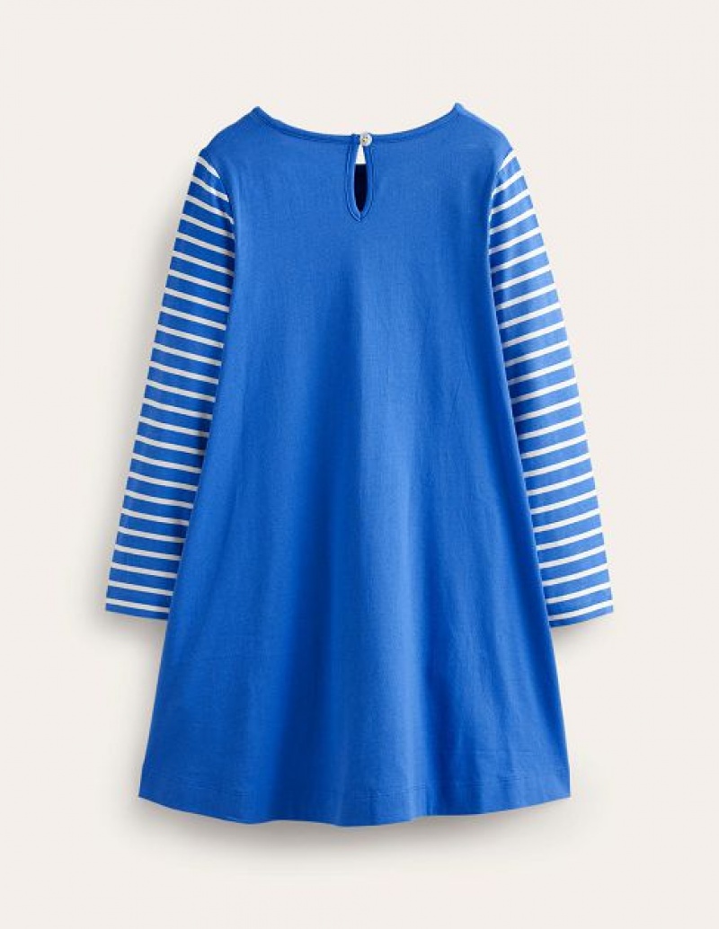 Blue Kids' Boden Big Appliqué Dress | 53426UYLT