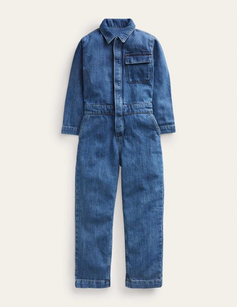 Blue Kids' Boden Boiler Suit Overalls | 34150DBIN