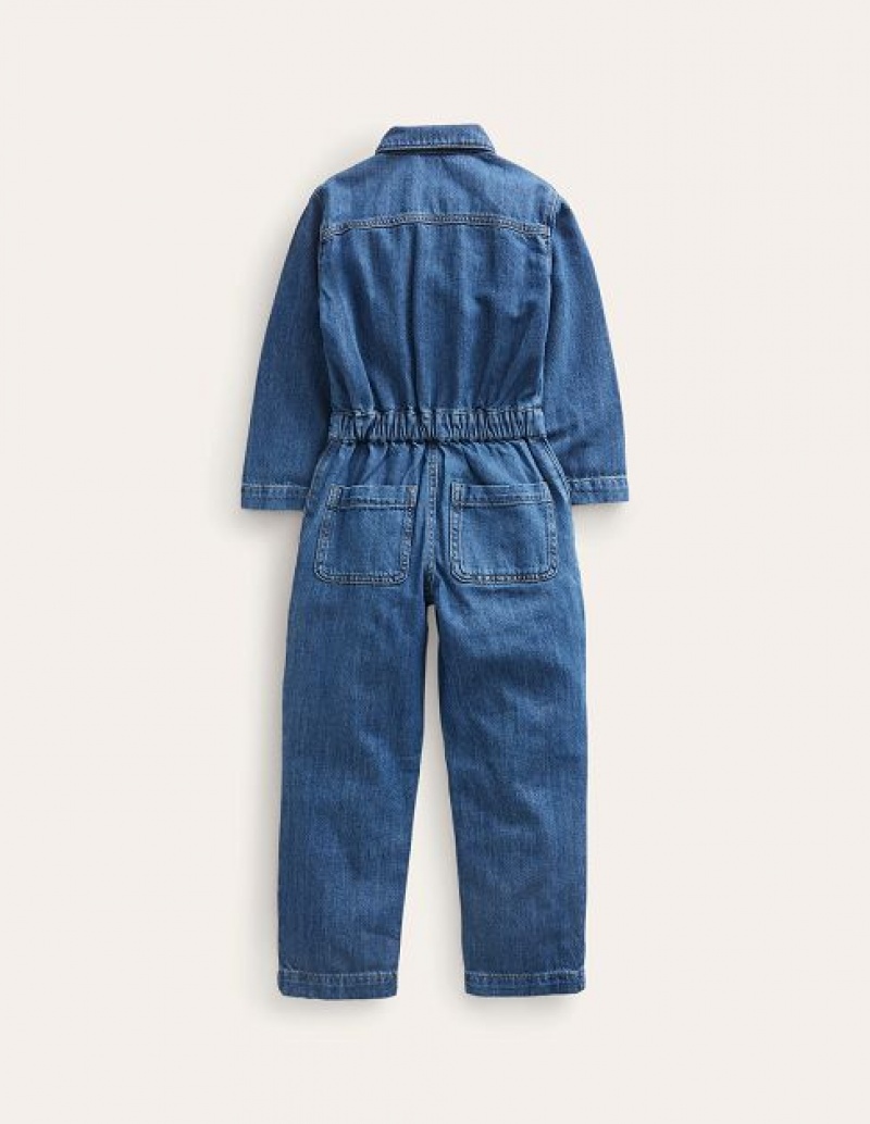 Blue Kids' Boden Boiler Suit Overalls | 34150DBIN