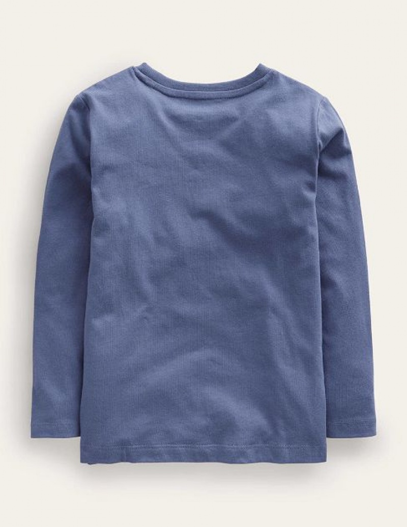 Blue Kids' Boden Chain Stitch Logo T-Shirt | 24906KWZP