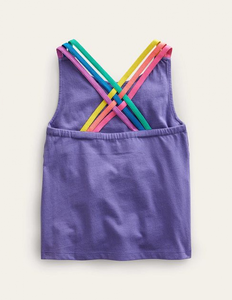 Blue Kids' Boden Coloured Strap Tanks | 86039WKLC