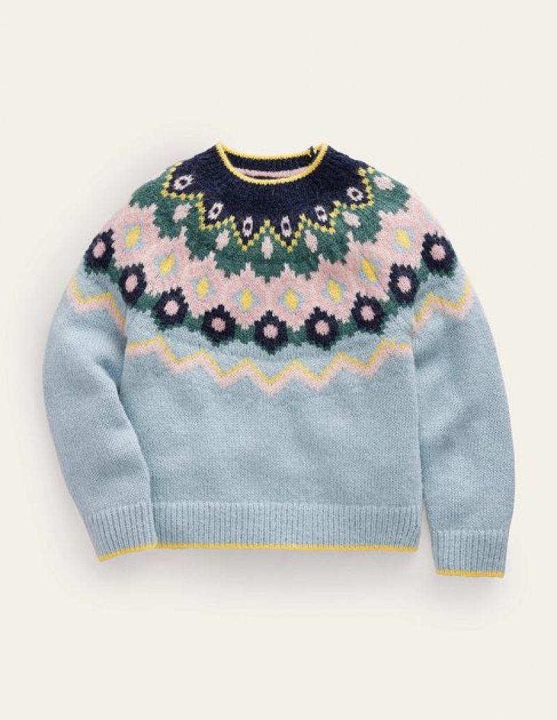 Blue Kids' Boden Cosy Fair Isle Sweaters | 53217XHQZ