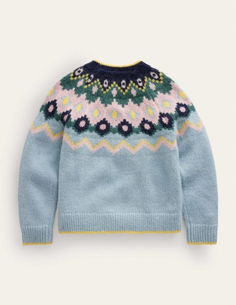 Blue Kids' Boden Cosy Fair Isle Sweaters | 53217XHQZ