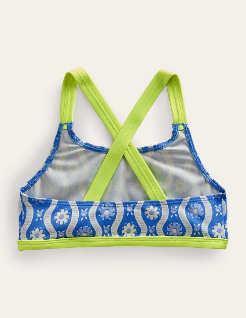 Blue Kids' Boden Cross Back Bikini Top | 53894YPHC