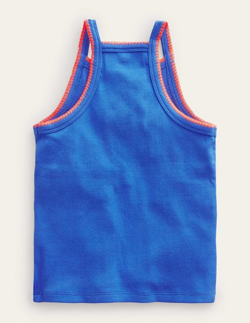 Blue Kids' Boden Cut Away Tanks | 51736LBDZ