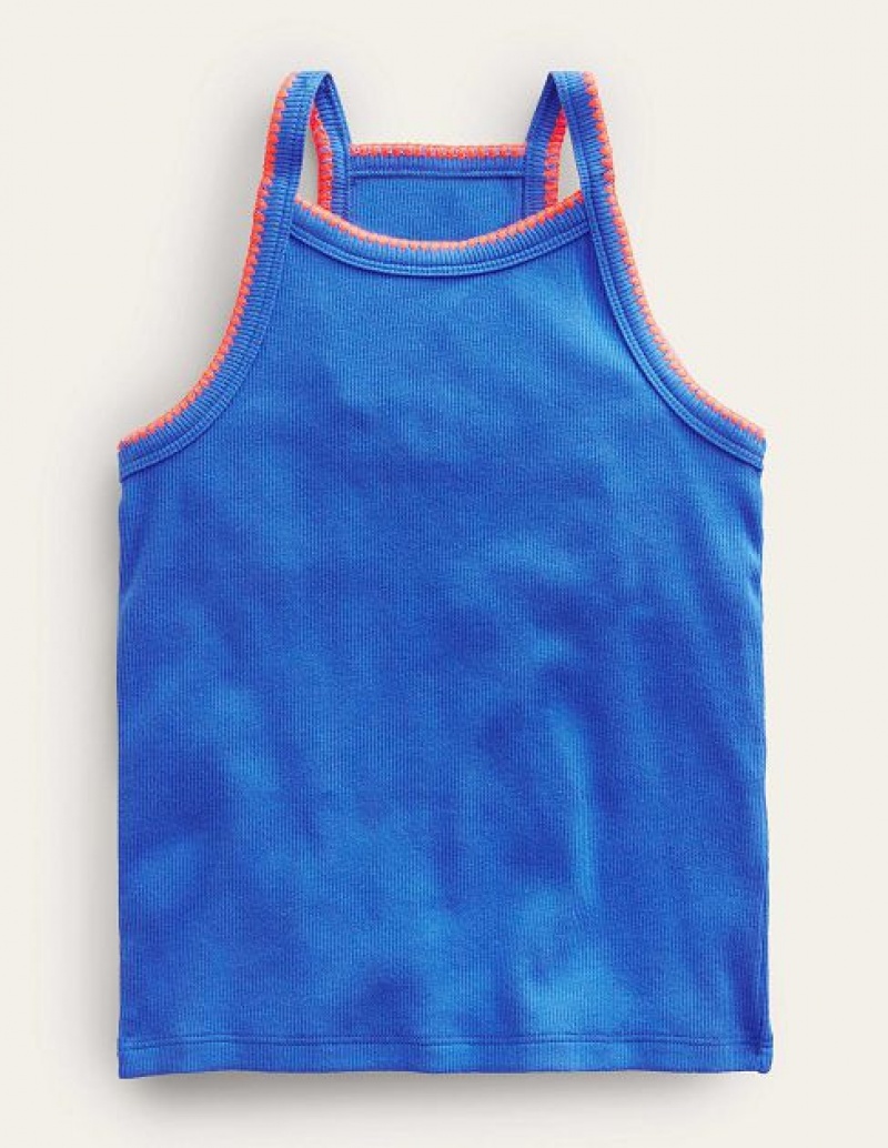 Blue Kids\' Boden Cut Away Tanks | 51736LBDZ