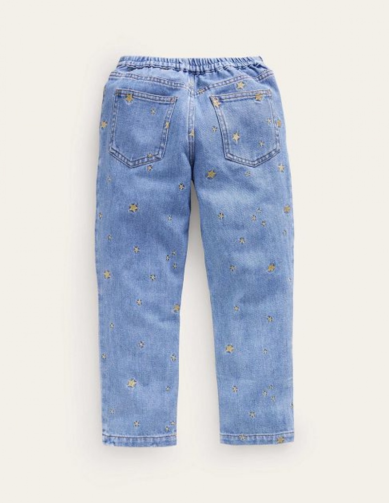 Blue Kids' Boden Denim Pull-on Jeans | 94120LZUW