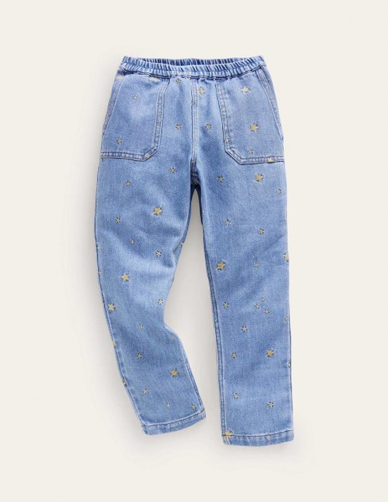 Blue Kids\' Boden Denim Pull-on Jeans | 94120LZUW