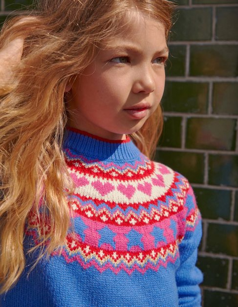 Blue Kids' Boden Fair Isle Sweaters | 46257CHZS