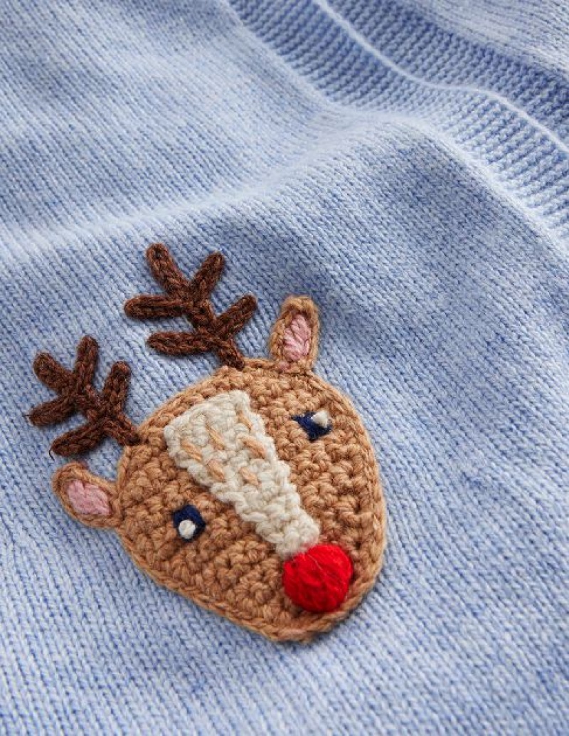 Blue Kids' Boden Festive Crochet Cardigan | 70342IBRJ