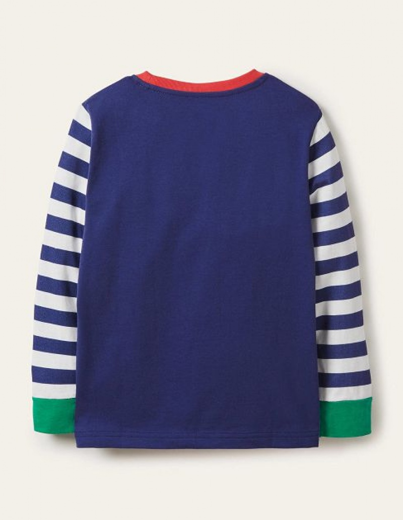 Blue Kids' Boden Festive Flipbook T-Shirt | 87015YCAZ