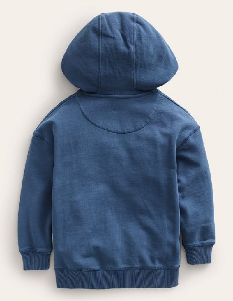 Blue Kids' Boden Garment Dye Zip-though Hoodie | 32084XUBC