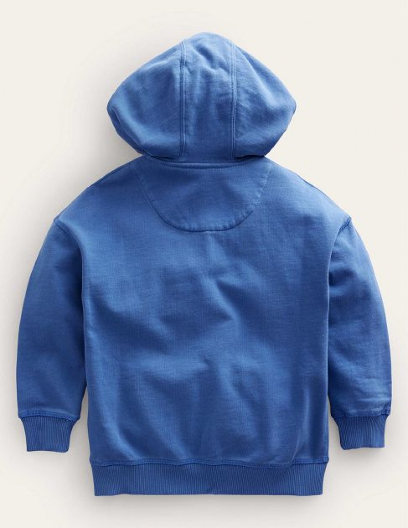 Blue Kids' Boden Garment Dye Zip-though Hoodie | 85639ZTJH