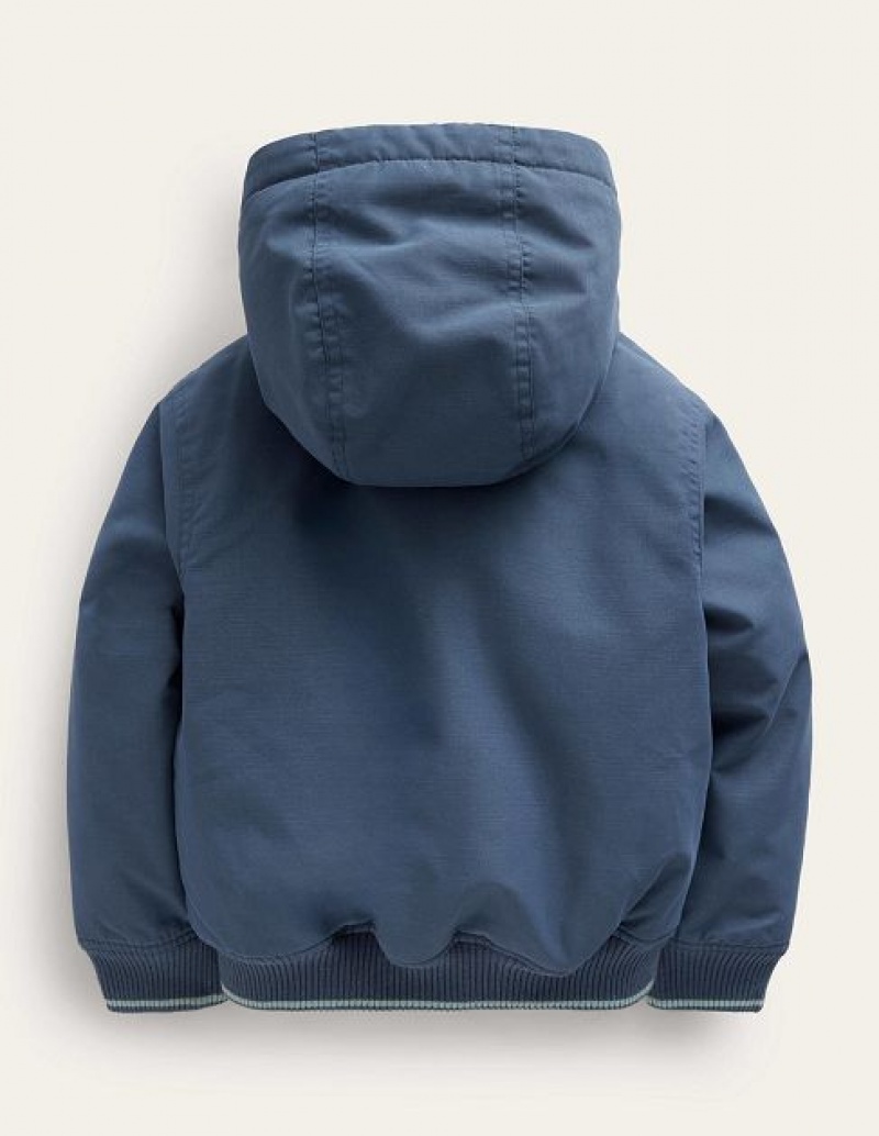 Blue Kids' Boden Hooded Lined Bomber Jackets | 92570EDVC