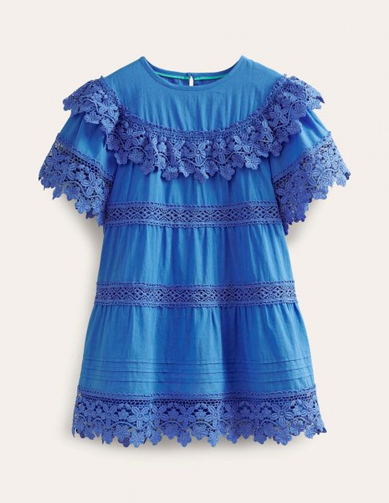 Blue Kids' Boden Lace Tiered Dress | 15203YRKU