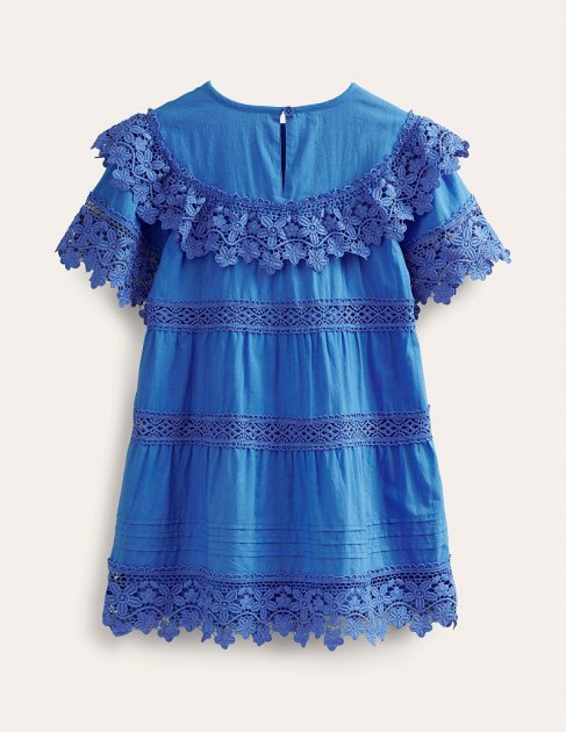 Blue Kids' Boden Lace Tiered Dress | 15203YRKU