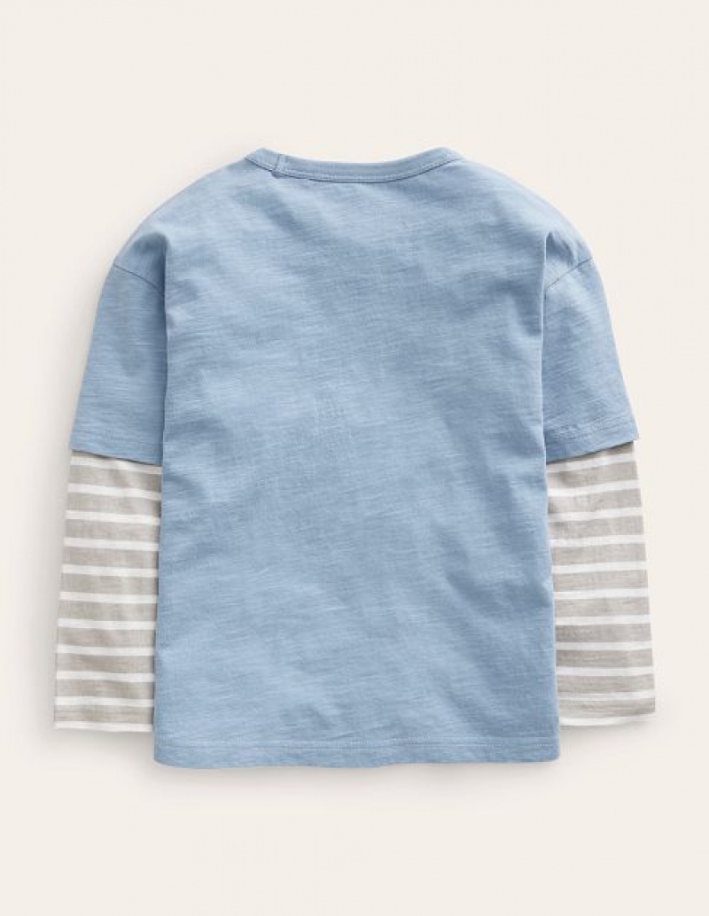 Blue Kids' Boden Layered Long-sleeve T-Shirt | 14630JDYL