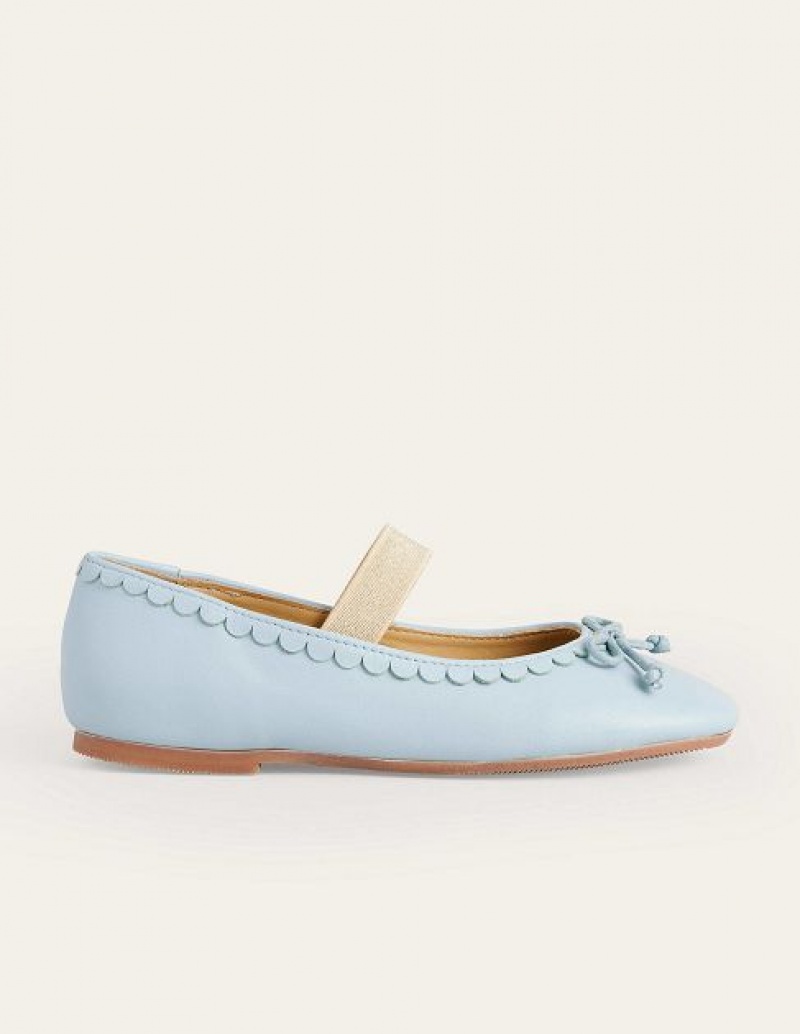 Blue Kids\' Boden Leather Ballet Flat | 62704QWRA