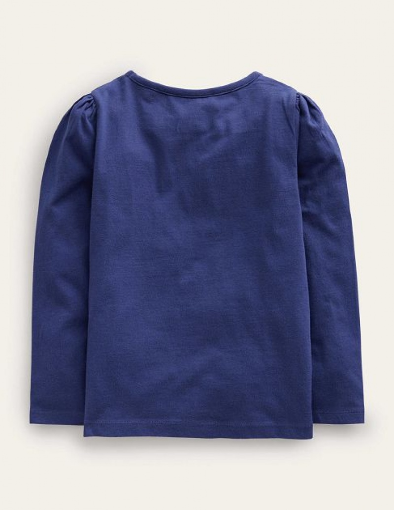 Blue Kids' Boden Metallic Superstitch T-Shirt | 80432PGSH