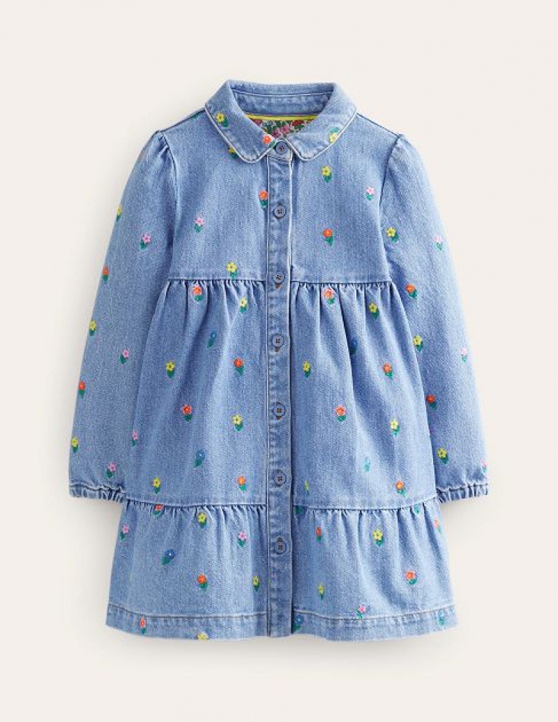 Blue Kids' Boden New Older Denim Dress | 17856FWIK