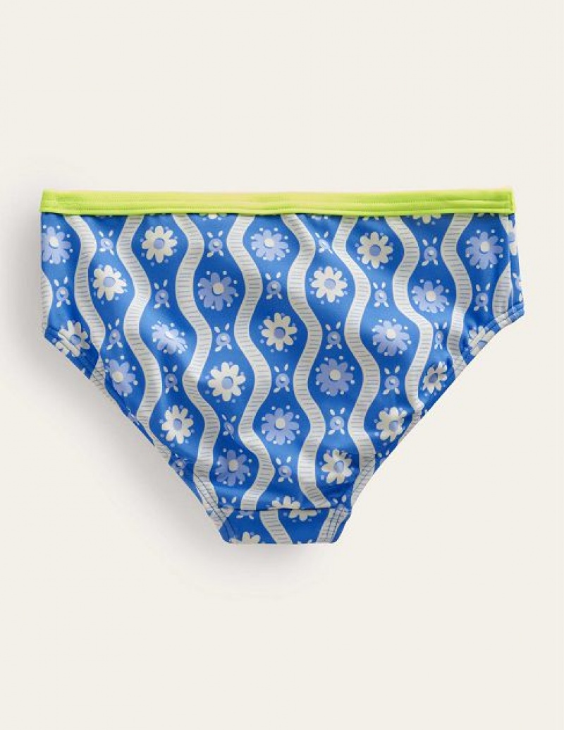 Blue Kids' Boden Patterned Bikini Bottoms | 04382ITON