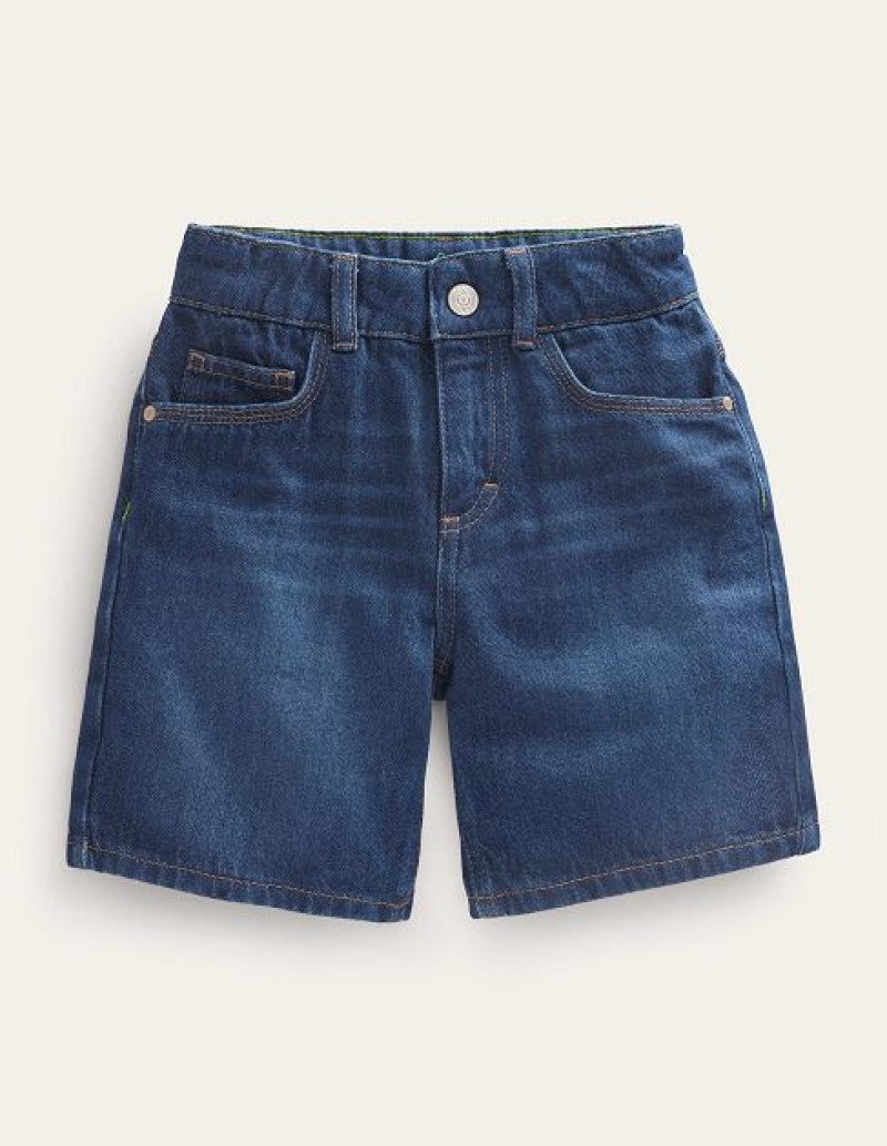 Blue Kids' Boden Relaxed Denim Shorts | 15647DXGK