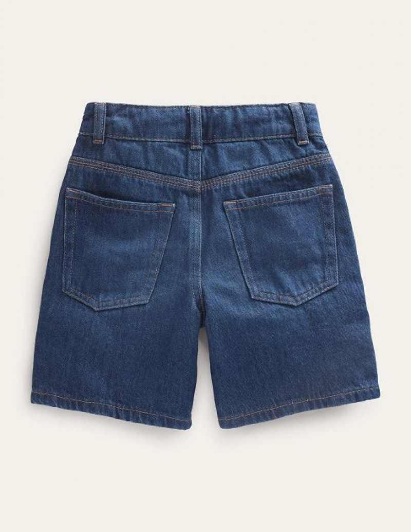 Blue Kids' Boden Relaxed Denim Shorts | 15647DXGK