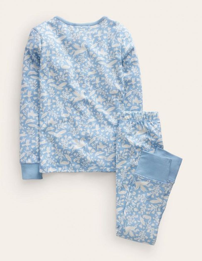 Blue Kids' Boden Snug Henley Pajamas | 18354ZOTS