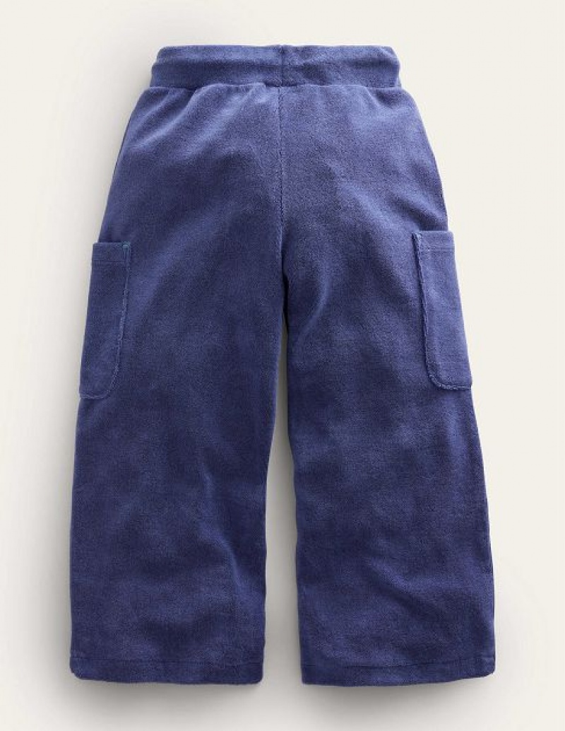 Blue Kids' Boden Towelling Cargo Pants | 06534GPOK