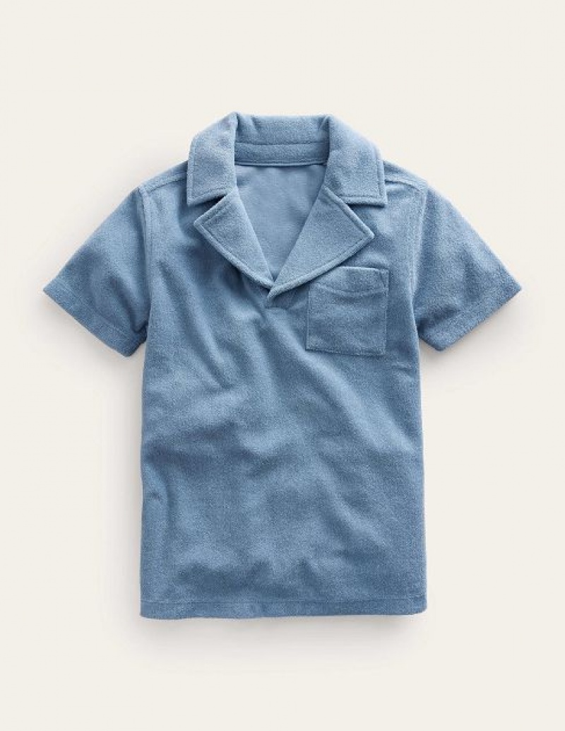 Blue Kids' Boden Towelling Polo Shirts | 76840MEOG