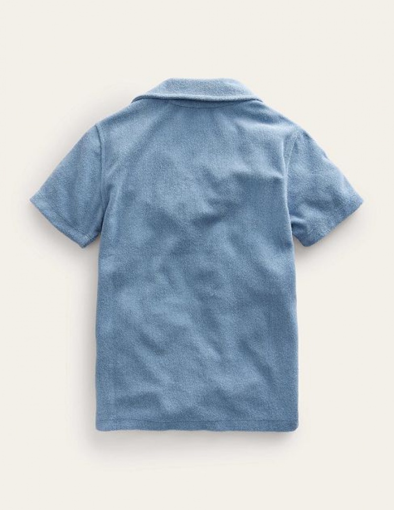 Blue Kids' Boden Towelling Polo Shirts | 76840MEOG