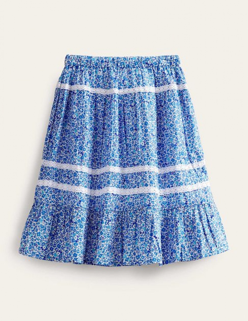 Blue Light Turquoise Kids' Boden Interest Lace Skirts | 17865SOMZ